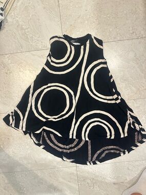 Nununu Black Skirt with White Circle Print cotton flare dress